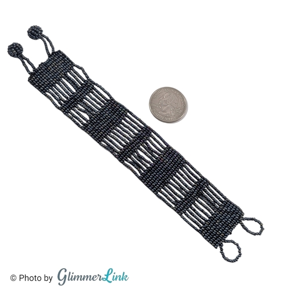 Bohemian Woven Black Beaded Bracelet - Picture 3 of 4